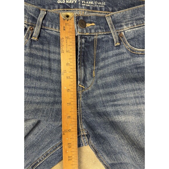 Old Navy Women’s Flare Jeans‎ Size 2 Mid Rise Stretch Blue Raw Hem 25.5” Inseam - Picture 10 of 12